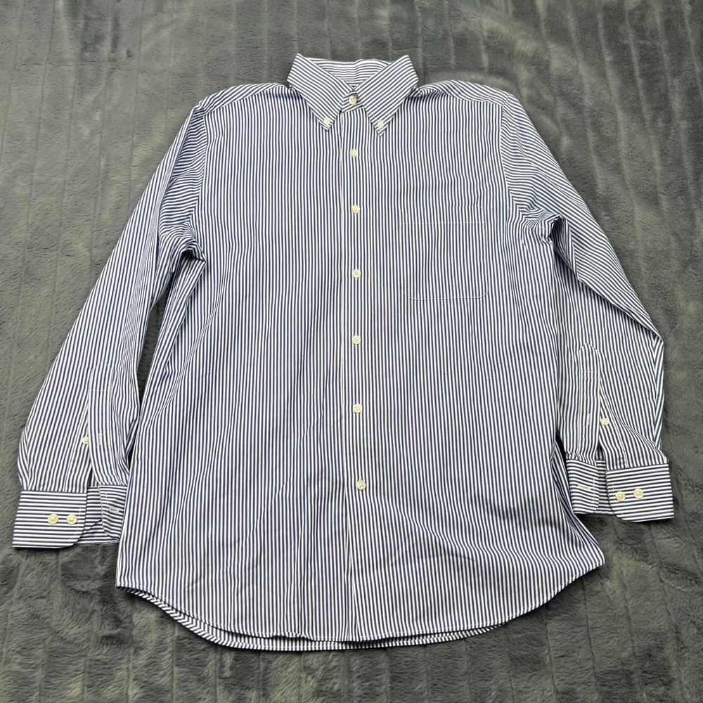 Croft & Barrow Mens Blue White Striped Easy Care Button Down Shirt 15.5 32/33
